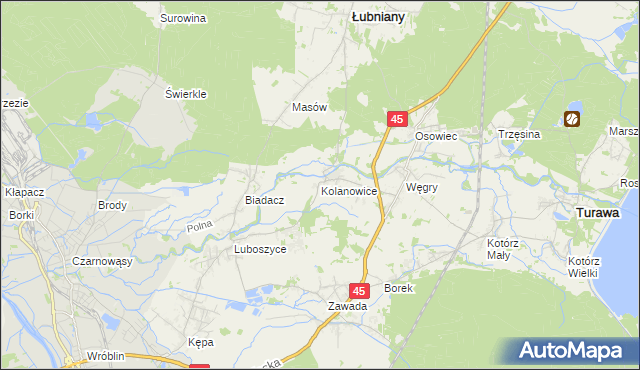 mapa Kolanowice, Kolanowice na mapie Targeo