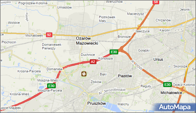 mapa Konotopa gmina Ożarów Mazowiecki, Konotopa gmina Ożarów Mazowiecki na mapie Targeo