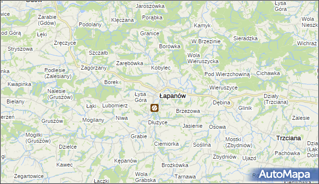 mapa Łapanów, Łapanów na mapie Targeo