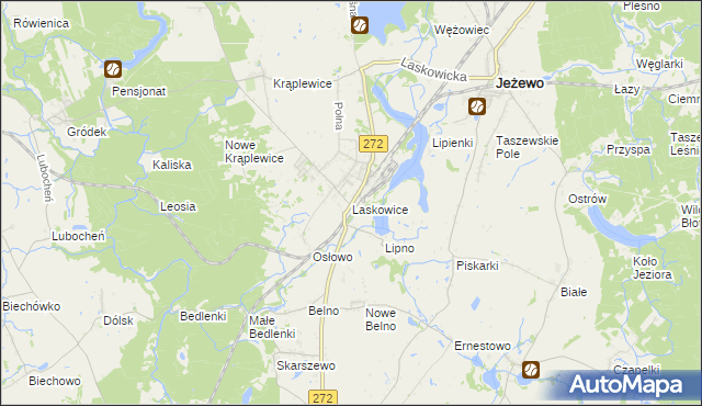 mapa Laskowice gmina Jeżewo, Laskowice gmina Jeżewo na mapie Targeo