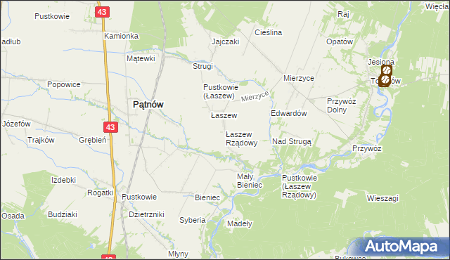 mapa Łaszew Rządowy, Łaszew Rządowy na mapie Targeo