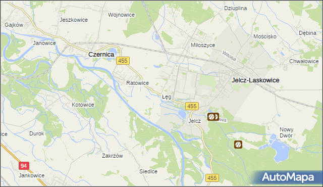 mapa Łęg gmina Jelcz-Laskowice, Łęg gmina Jelcz-Laskowice na mapie Targeo