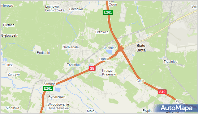 mapa Lipniki gmina Białe Błota, Lipniki gmina Białe Błota na mapie Targeo