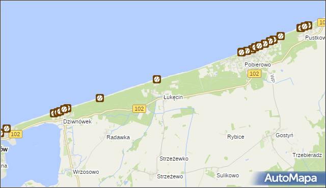 mapa Łukęcin, Łukęcin na mapie Targeo