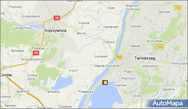 mapa Łukowiec gmina Koprzywnica, Łukowiec gmina Koprzywnica na mapie Targeo