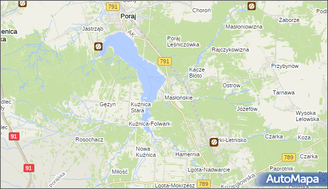 mapa Masłońskie, Masłońskie na mapie Targeo