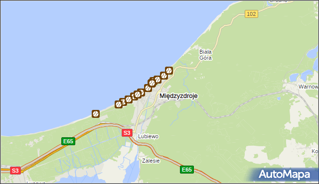 mapa Międzyzdroje, Międzyzdroje na mapie Targeo