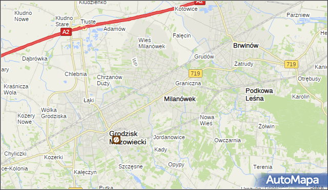 mapa Milanówek, Milanówek na mapie Targeo