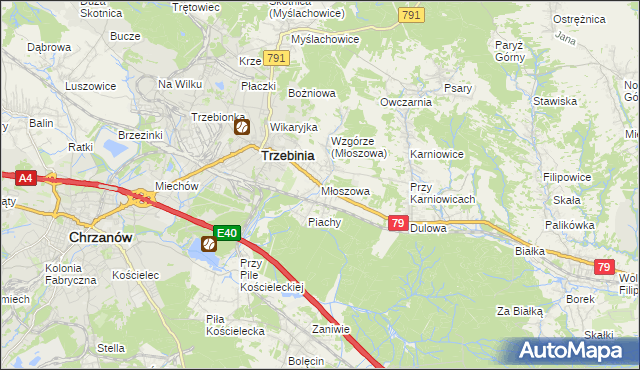 mapa Młoszowa, Młoszowa na mapie Targeo