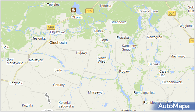 mapa Nowa Wieś gmina Ciechocin, Nowa Wieś gmina Ciechocin na mapie Targeo