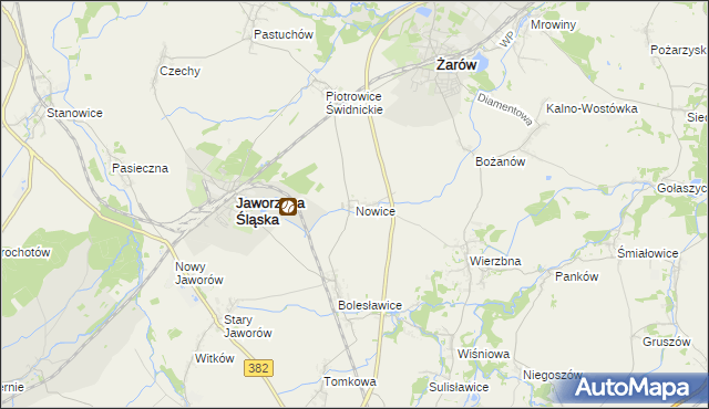 mapa Nowice gmina Jaworzyna Śląska, Nowice gmina Jaworzyna Śląska na mapie Targeo