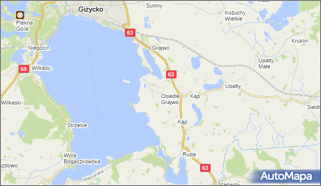 mapa Osiedle Grajwo, Osiedle Grajwo na mapie Targeo