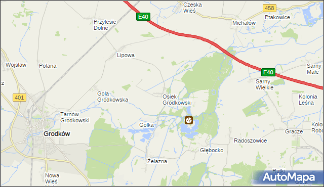 mapa Osiek Grodkowski, Osiek Grodkowski na mapie Targeo