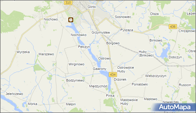 mapa Ostrowo gmina Śrem, Ostrowo gmina Śrem na mapie Targeo