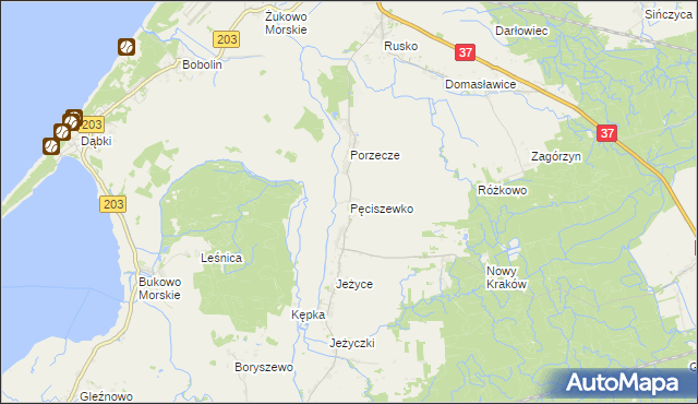 mapa Pęciszewko, Pęciszewko na mapie Targeo