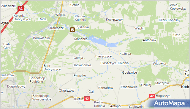 mapa Piaszczyce, Piaszczyce na mapie Targeo