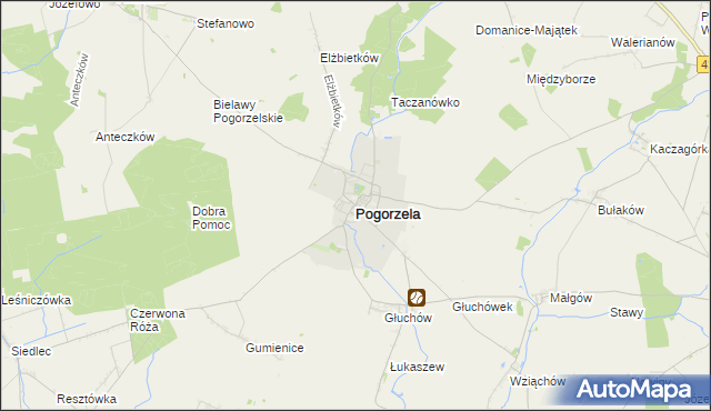 mapa Pogorzela powiat gostyński, Pogorzela powiat gostyński na mapie Targeo