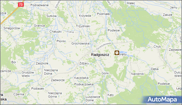 mapa Radgoszcz powiat dąbrowski, Radgoszcz powiat dąbrowski na mapie Targeo