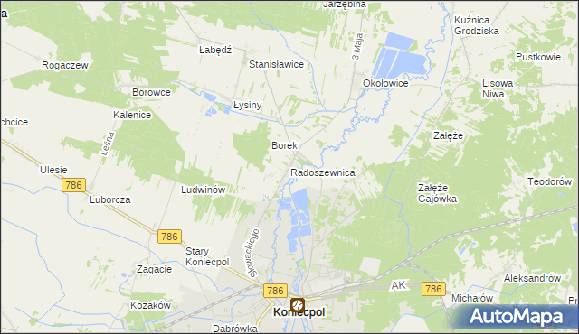 mapa Radoszewnica, Radoszewnica na mapie Targeo