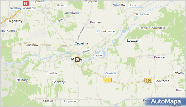 mapa Rajsko gmina Mstów, Rajsko gmina Mstów na mapie Targeo