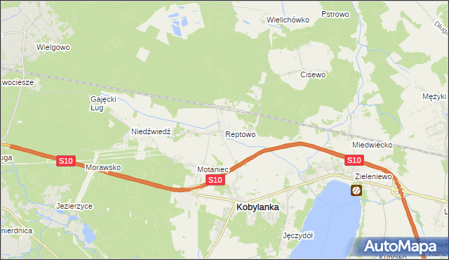 mapa Reptowo gmina Kobylanka, Reptowo gmina Kobylanka na mapie Targeo