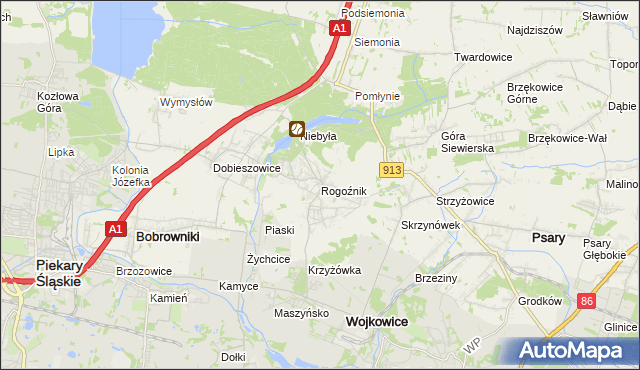 mapa Rogoźnik gmina Bobrowniki, Rogoźnik gmina Bobrowniki na mapie Targeo