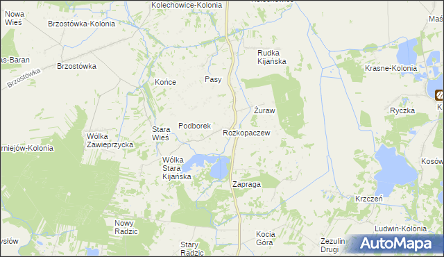 mapa Rozkopaczew, Rozkopaczew na mapie Targeo