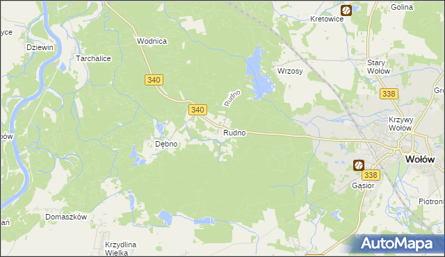 mapa Rudno gmina Wołów, Rudno gmina Wołów na mapie Targeo