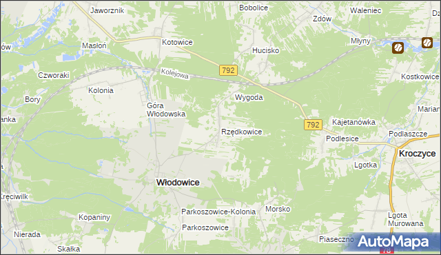 mapa Rzędkowice, Rzędkowice na mapie Targeo