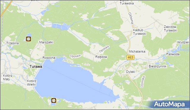 mapa Rzędów gmina Turawa, Rzędów gmina Turawa na mapie Targeo