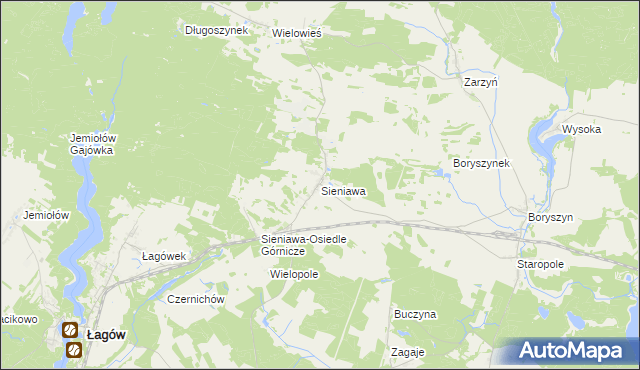 mapa Sieniawa gmina Łagów, Sieniawa gmina Łagów na mapie Targeo