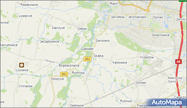 mapa Skałka gmina Kąty Wrocławskie, Skałka gmina Kąty Wrocławskie na mapie Targeo