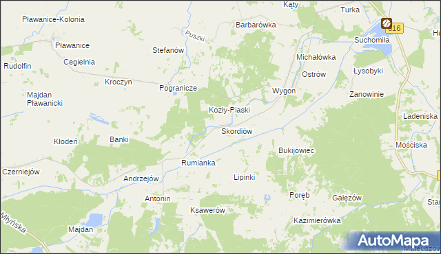 mapa Skordiów, Skordiów na mapie Targeo