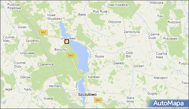 mapa Słupia gmina Szczutowo, Słupia gmina Szczutowo na mapie Targeo