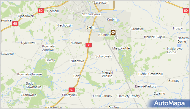 mapa Sokołówek gmina Ciechanów, Sokołówek gmina Ciechanów na mapie Targeo