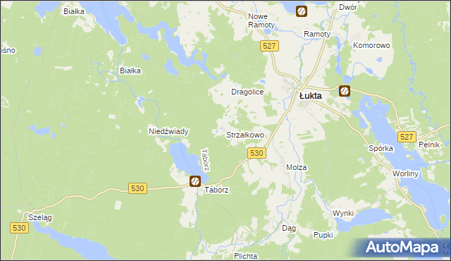 mapa Strzałkowo gmina Łukta, Strzałkowo gmina Łukta na mapie Targeo