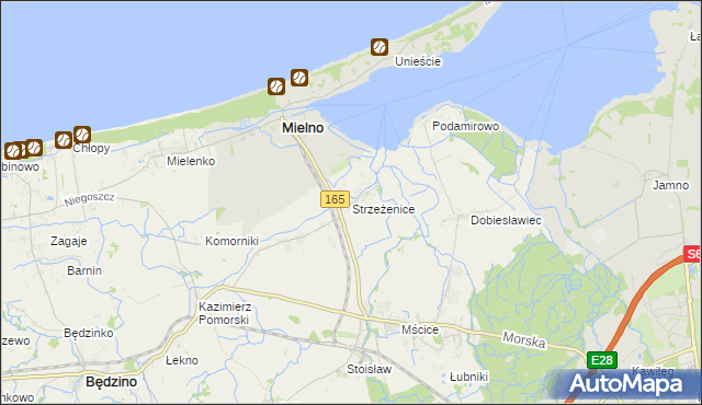 mapa Strzeżenice, Strzeżenice na mapie Targeo