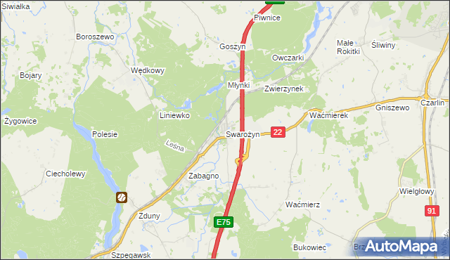 mapa Swarożyn, Swarożyn na mapie Targeo