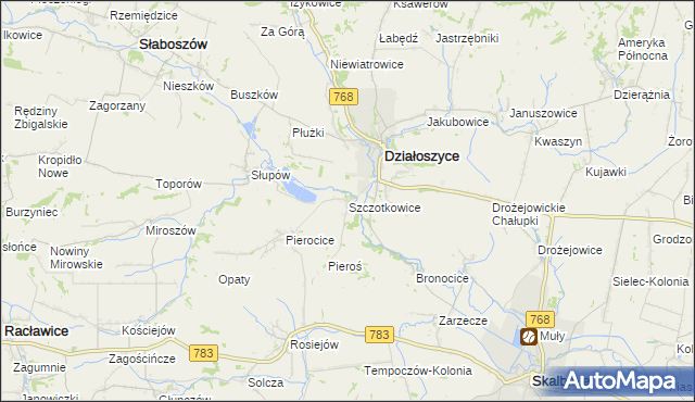 mapa Szczotkowice, Szczotkowice na mapie Targeo