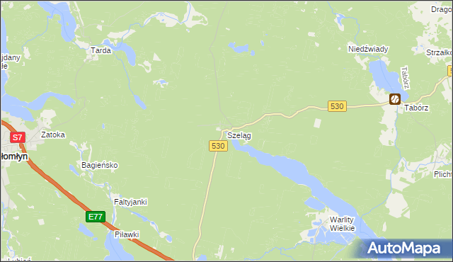 mapa Szeląg gmina Łukta, Szeląg gmina Łukta na mapie Targeo