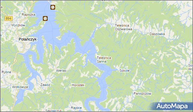 mapa Teleśnica Sanna, Teleśnica Sanna na mapie Targeo