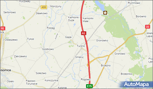 mapa Turzno gmina Łysomice, Turzno gmina Łysomice na mapie Targeo