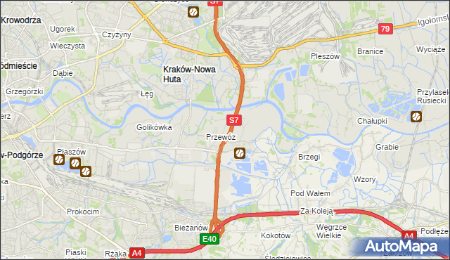 mapa Ulica gmina Kraków, Ulica gmina Kraków na mapie Targeo