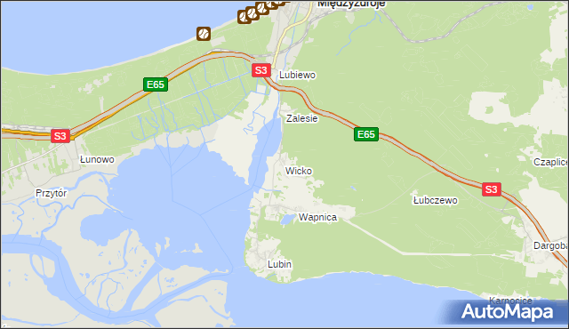 mapa Wicko gmina Międzyzdroje, Wicko gmina Międzyzdroje na mapie Targeo