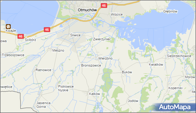 mapa Wierzbno gmina Otmuchów, Wierzbno gmina Otmuchów na mapie Targeo