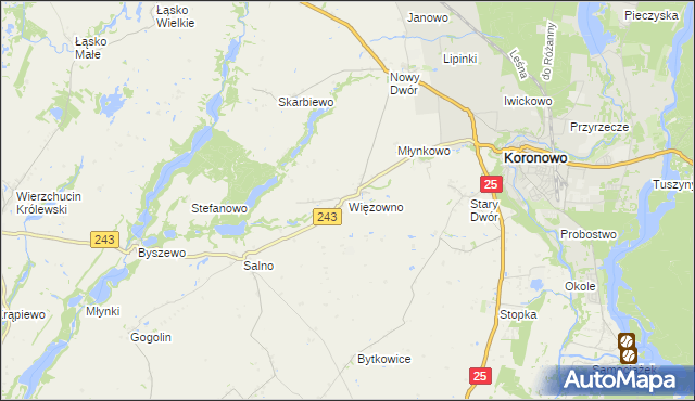 mapa Więzowno, Więzowno na mapie Targeo