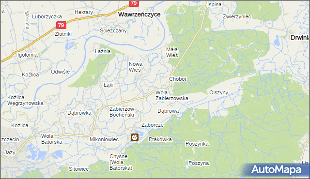 mapa Wola Zabierzowska, Wola Zabierzowska na mapie Targeo