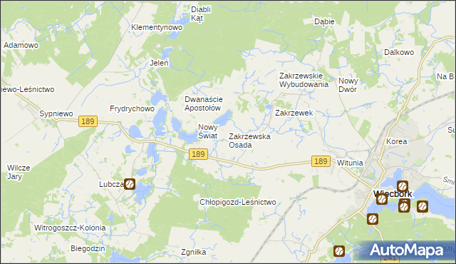 mapa Zakrzewska Osada, Zakrzewska Osada na mapie Targeo