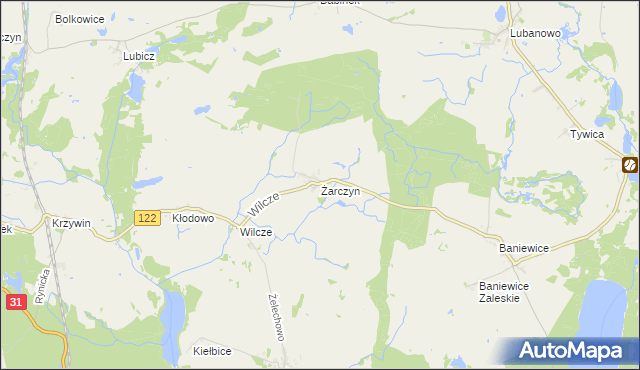 mapa Żarczyn gmina Widuchowa, Żarczyn gmina Widuchowa na mapie Targeo