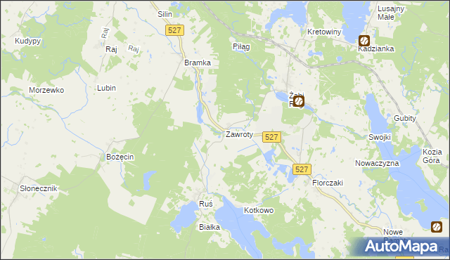 mapa Zawroty, Zawroty na mapie Targeo